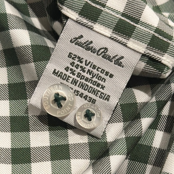 Men's Southern Point Green Gingham checked Button Down Shirt / Size L - Picture 7 of 8